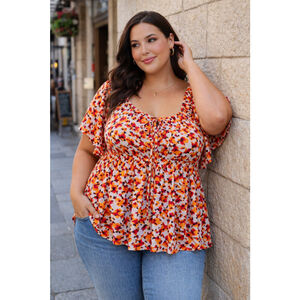 Torrid Floral Babydoll Top Size 5 Pink Smocked Puff Sleeve Gauze NWT